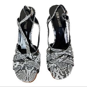 Colin Stuart heels black/white Snake Print strappy Sandal’s  size 11 90s Y2K New